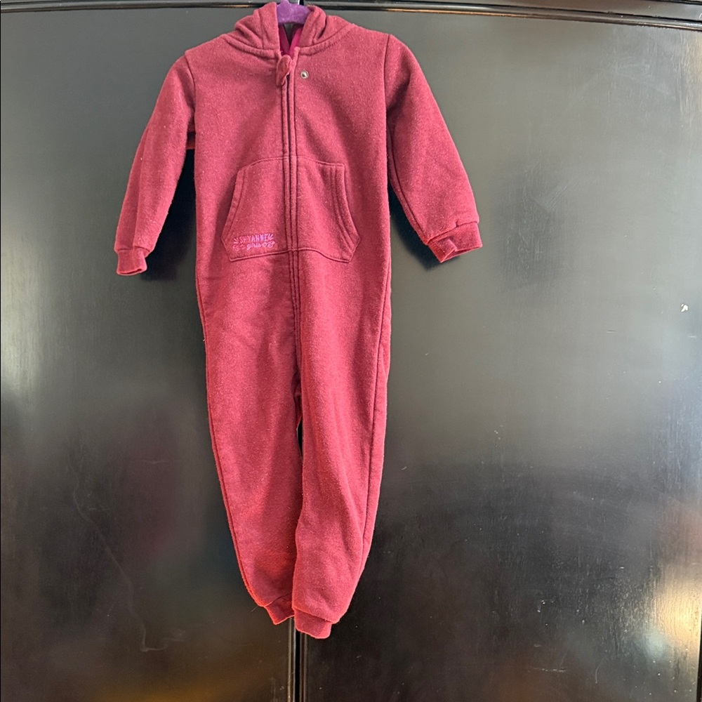 Shyanne Kids Maroon Hooded Fleece One-Piece 18 months